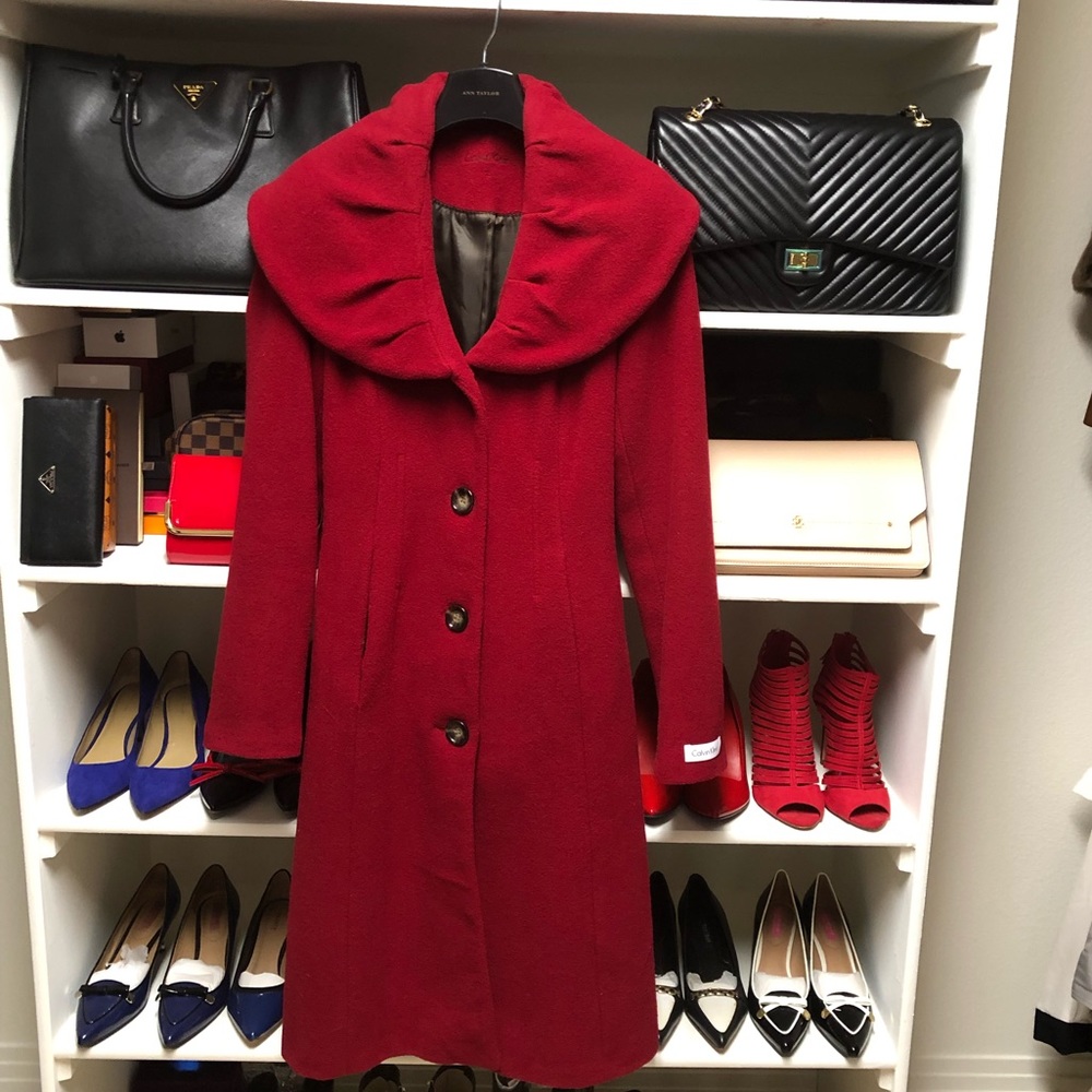 TRADED.Calvin Klein Long Red Coat - Picture 2 of 5